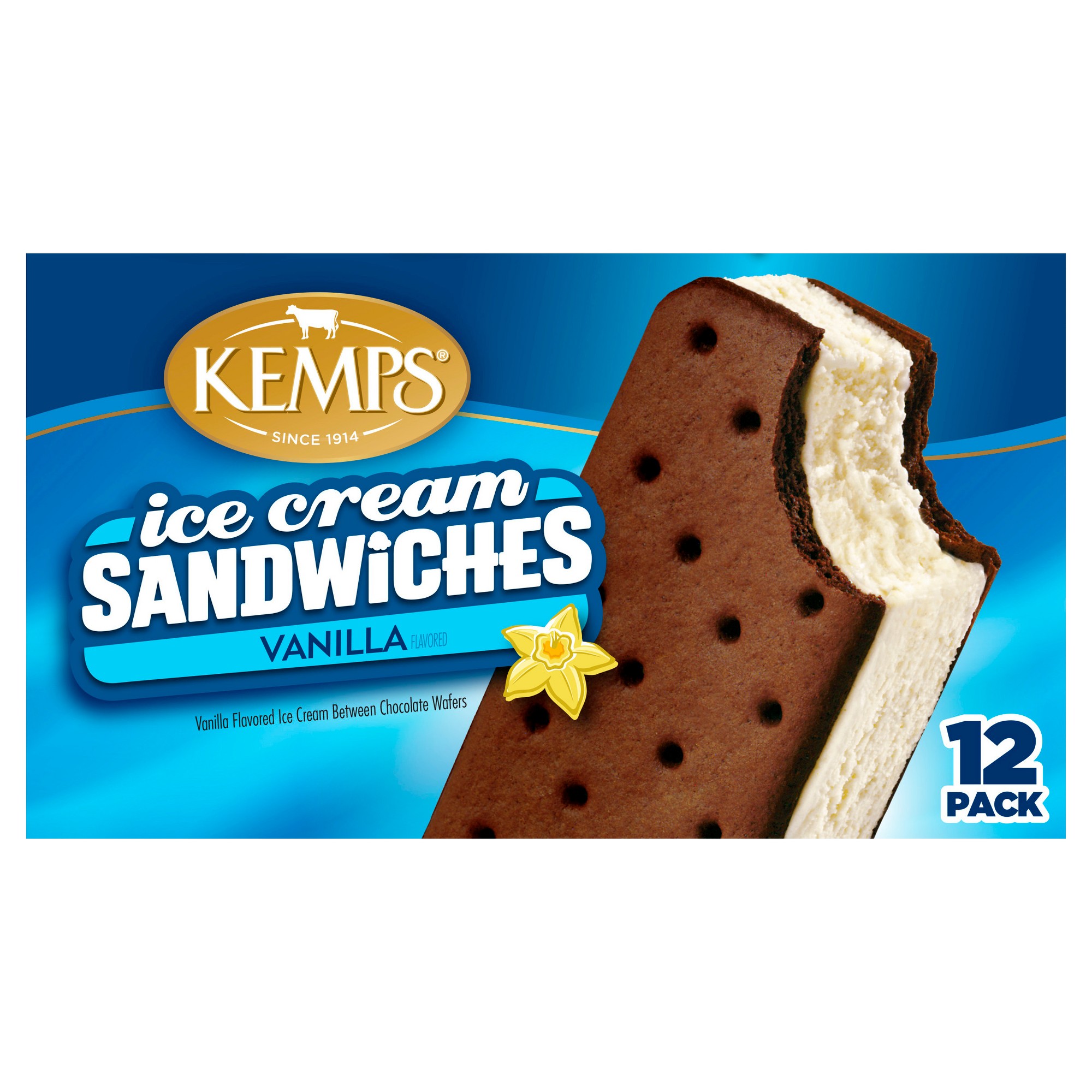 Kemps Joe Mauer Vanilla Ice Cream Sandwiches, 3.5 Oz, 12ct thumbnail