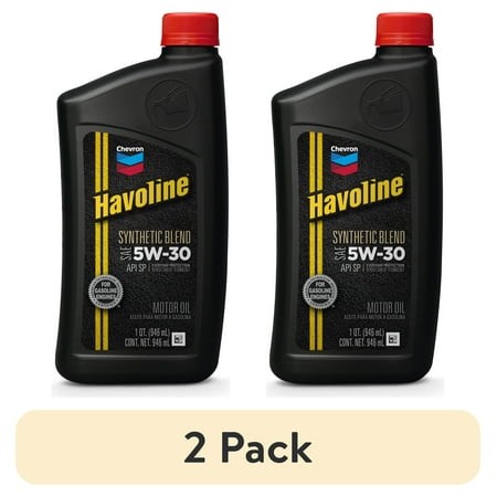 (2 Pack) Chevron Havoline 5W-30 Synthetic Blend Motor Oil  1 Quart