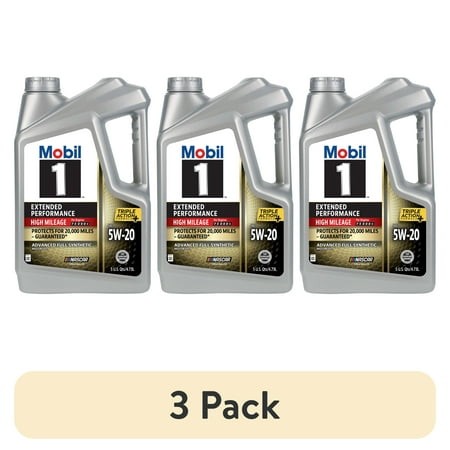 (3 Pack) Mobil 1 Extended Performance High Mileage Full Synthetic Motor Oil 5W-20  5 Quart