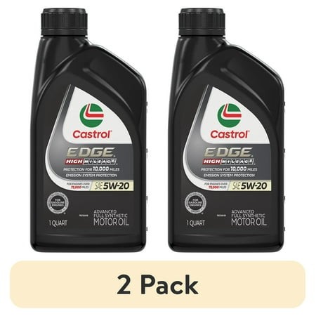 (2 Pack) Castrol EDGE High Mileage 5W-20 Advanced Full Synthetic Motor Oil  1 Quart