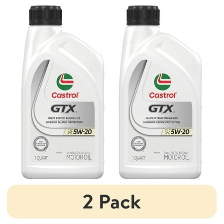 (2 Pack) Castrol GTX 5W-20 Synthetic Blend Motor Oil  1 Quart