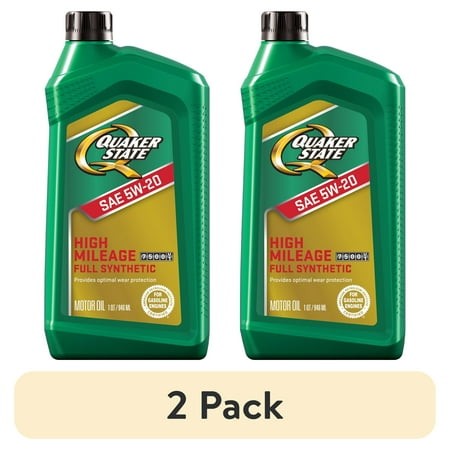 (2 Pack) Quaker State Full Synthetic High Mileage 5W-20 Motor Oil  1 Quart