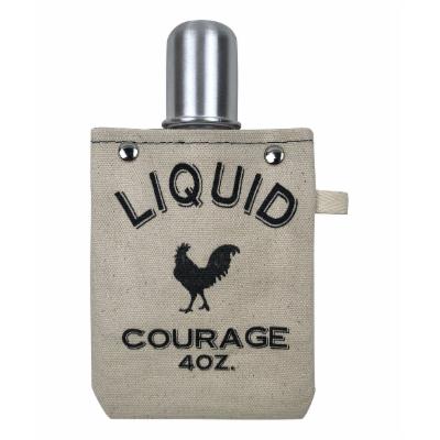 Tote+able Drinking Flasks - White & Black 'Liquid Courage' 4-Oz. Canvas Flask