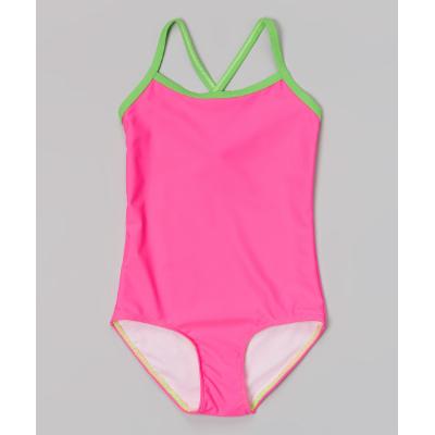 Kanu Surf Girls' One Piece Swimsuits Pink/Green - Pink & Green Mermaid One-Piece - Girls