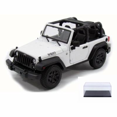 Diecast Car & Display Case Package - 2014 Jeep Wrangler Topless, White - Maisto 31610 - 1/18 Scale Diecast Model Toy Car W/Display Case