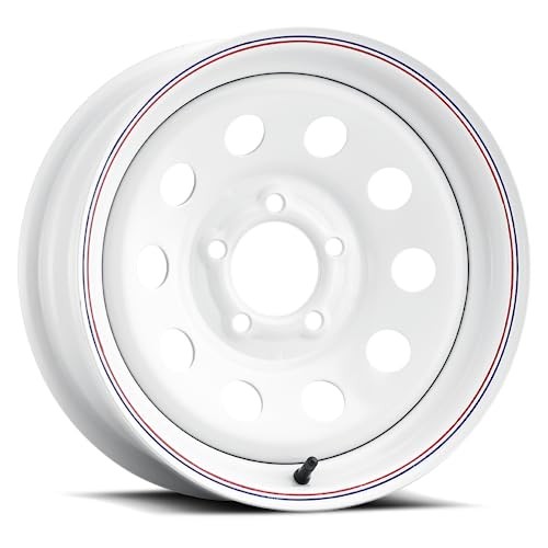 1 X Allied 55W White Mod 15X5 5X5.00 81 Hub 0 Offset White Wheel Rim
