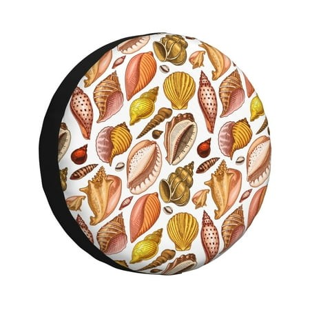 Rv Spare Tire Cover 17 Inch - Conch Shells Print No.9021 Tire Covers for Trailers  Adjustable Camper Spare Tire Cover