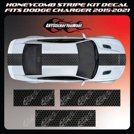 ANYStickerYouWant - 20  Full Honeycomb Stripe Kit Vinyl Decal Fits on and Compatible with Dodge Charger SRT Hellcat 2015+ - 2 Sides