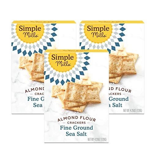 Simple Mills Almond Flour Crackers, Fine Ground Sea Salt - Gluten Free, Vegan, Healthy Snacks, 4.25 Ounce (Pack of 3)