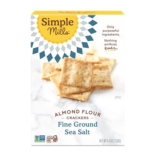 Simple Mills Almond Flour Crackers, Fine Ground Sea Salt - Gluten Free, Vegan, Healthy Snacks, 4.25 Ounce (Pack of 3) thumbnail