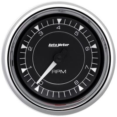 Autometer 9797  3-3/8 Tach Chrono Chrome 8K RPM in-Dash Performance Racing