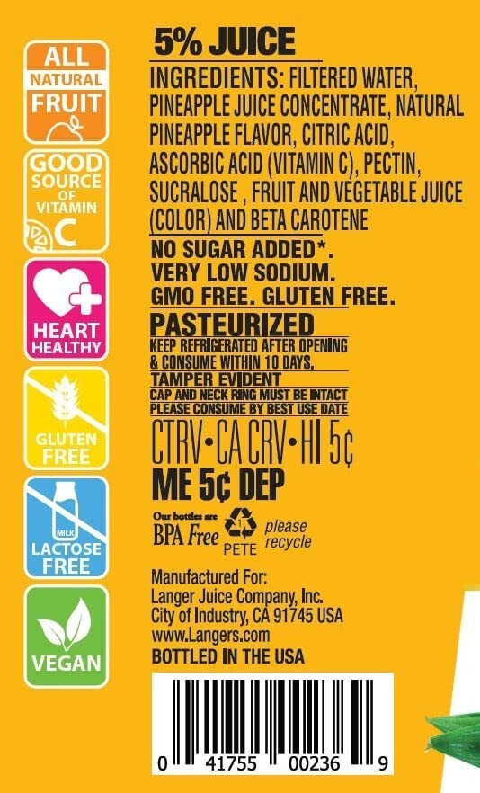 5 Cal Pineapple Juice Cocktail, 64 Fl Oz Pack of 8 thumbnail