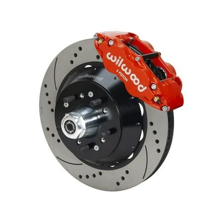 Wilwood 140-14838-DR Superlite 6R Front 14  Big Brake Kit with Hubs Red Calipers and Drilled Rotors  Compatible with 1957-1967 Ford F100 2WD