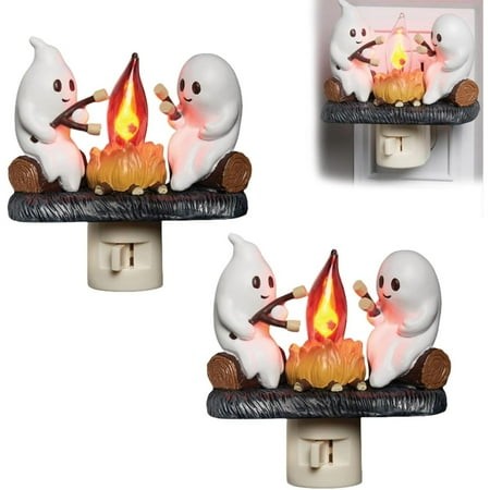 SQDWYGUO 2024 Ghost Night Light Ghost Campfire Nightlight Ghosts Campfire Flicker Flame Halloween Nightlight by Halloween Night Light 2 Pack