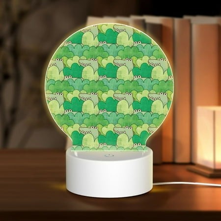 Coaee Crocodile and Bush for Round Acrylic LED Desk Lamp 3 Color Change Decor Night Light Acrylic Sleep Night Light as Best Gifts for Women Teens Boys