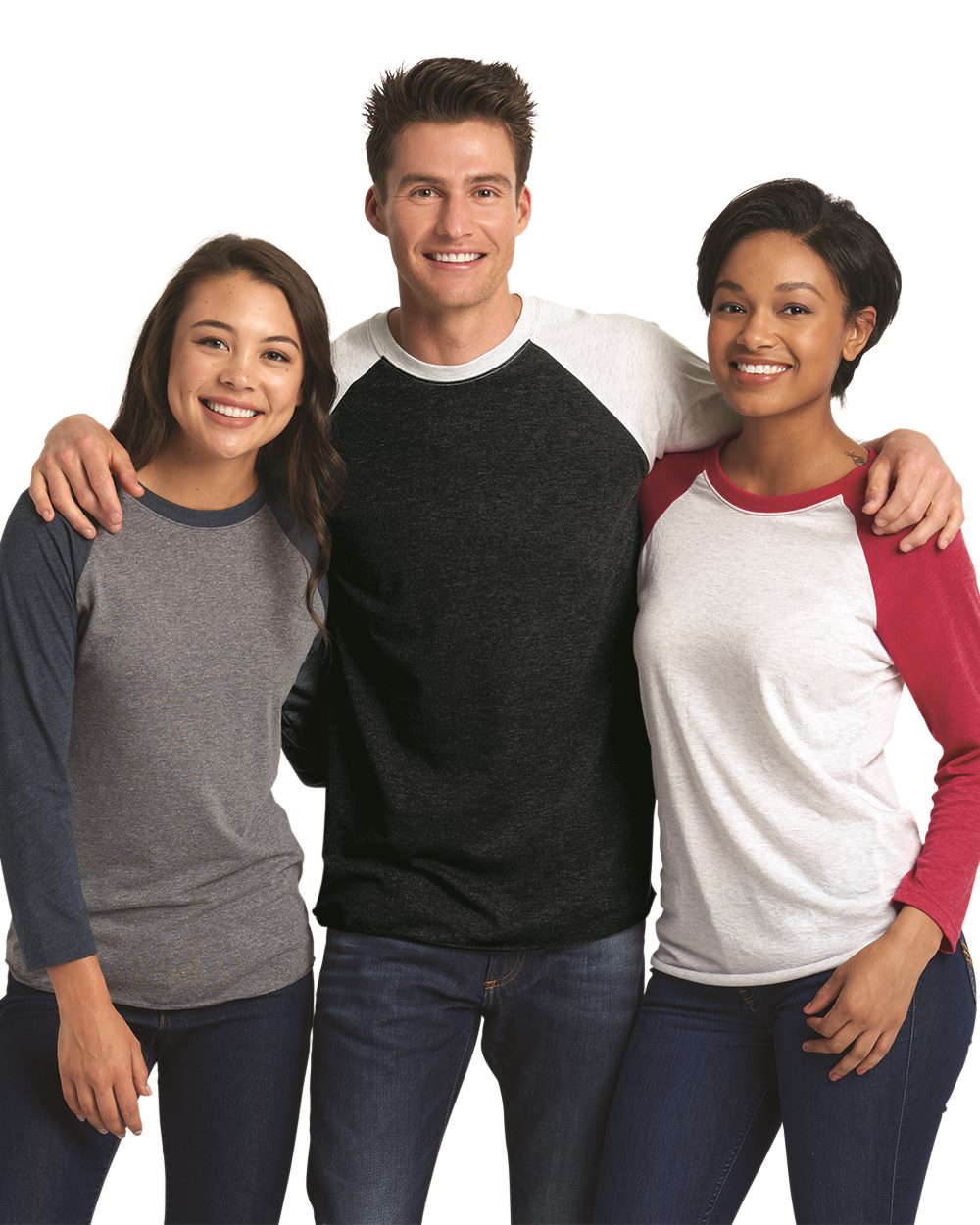 Next Level 6051 Tri-Blend 3/4-Sleeve Raglan T-Shirt in Military Green/Premium Heather Size 3XL | Ringspun Cotton NL6051