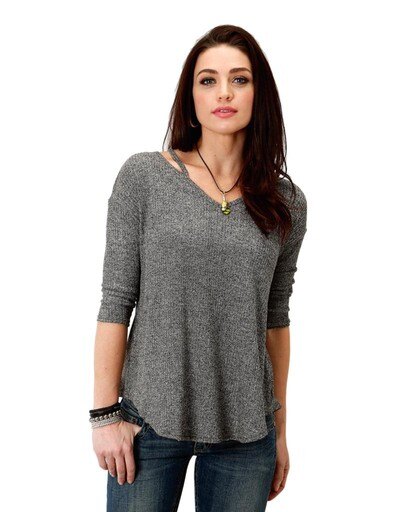 Roper Western Shirt Womens 3/4 Sleeve 03-038-0514-7082 BL
