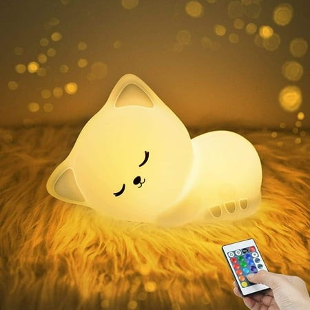 Cat Lamp Kitty Night Light  USB Rechargeable Cute Cat Night Ligh with Touch Sensor and Remote Control 4 Modes 16 Colors Kid Night Light for Girls  Chi