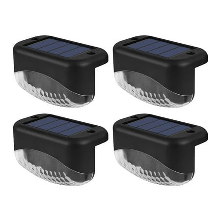 Solar Deck Lights Outdoor 4 Pack  Water Drop Solar LED Waterproof Lighting for Stair  Patio  Path - 1LED-White Light