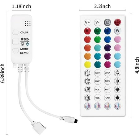 UKLL-44 Key RGB LED Controller with Bluetooth & IR Remote  App Control  Music Sync for 5050/3535/2835 RGB LED Strips