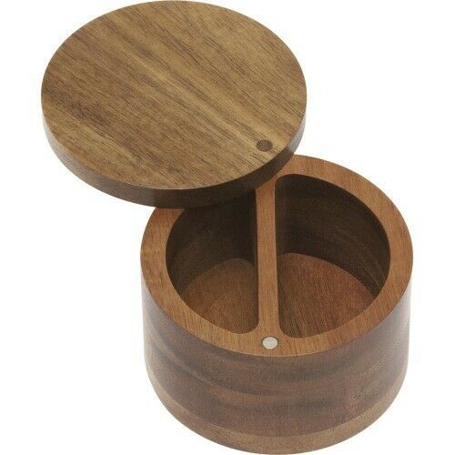 NEW Lipper 1136 Acacia Divided Spice Box with Swivel Cover Storage Ware Salt