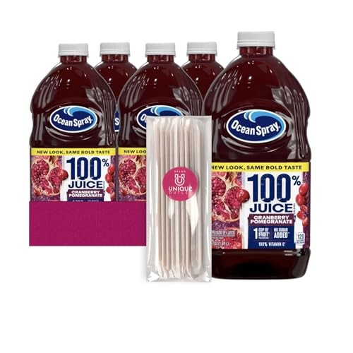 Ocean Spray 4-Pack of 100% Cran Pomegranate Juice Drink 64 Fl Oz Plastic Bottle + 1 Utility Freebie by Lavinia Essentials