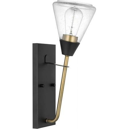 67681-1 Lamp Matte Black/Natural Brass Clear Seeded Glass Indoor Sconce Wall Fixture (Starlight 1LT Wall Sconce BLK (60-7681))