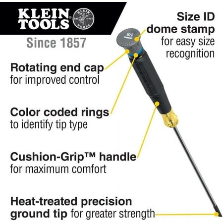 TRA-6222 Mini Precision Screwdriver  #00 Phillips  Features Cushion-Grip Handle  Rotating Cap and Color Coded Ring  2-Inch Shank