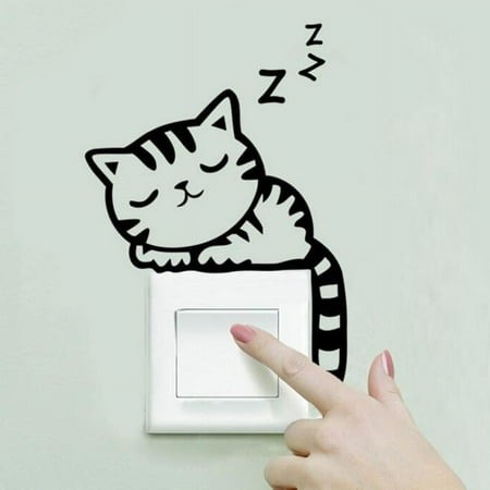 Kitten Switch Sticker 3119 Cat Wall Stickers Light Decor Decals Art Mural Baby Nursery Room