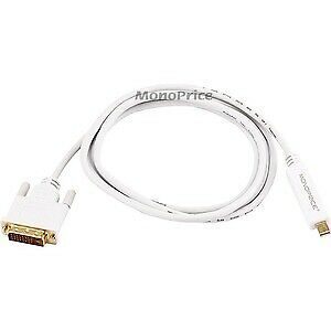 MonoPrice 5999 6ft 32AWG Mini DisplayPort to DVI Cable, White