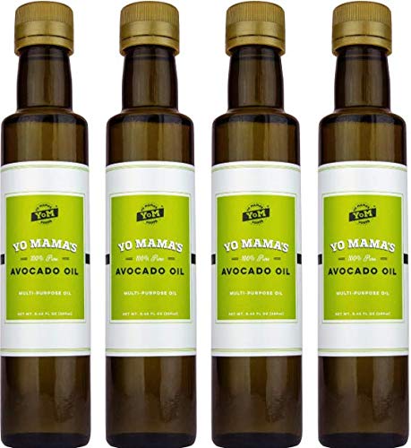 Yo Mama’s Foods Keto Friendly 100% Pure Avocado Oil | (4) 8.45oz Glass Bottle | First Cold Pressed  Non-GMO  and 100% Pure!