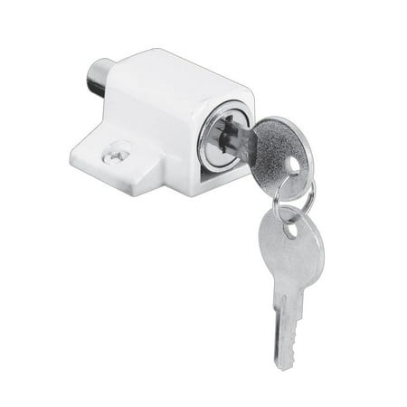 Prime-Line U 9862 Sliding Door Keyed Lock  Push-in - Replace Broken Parts and Add Additional Home Security  Painted Diecast Case  White Finish (Single