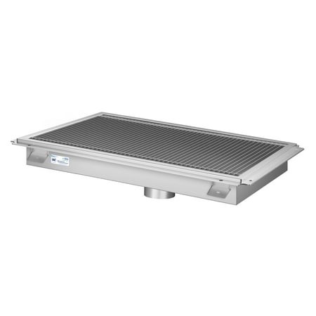 18  X 30  Stainless Steel Floor Trough Drain  14-Gauge with Subway-Style Grating & Removable Drain Basket  NSF Listed (KM-FTG-1830)