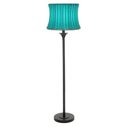 River of Goods 59.5 in. H Blue Outdoor/Indoor Floor Lamp with Basketweave Shade