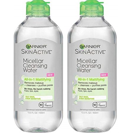 Garnier Micellar Water for Oily Skin Facial Cleanser  Makeup Remover Mattifying for All Skin Types Vegan Cruelty Free 135 Fl Oz 400mL 2 Count