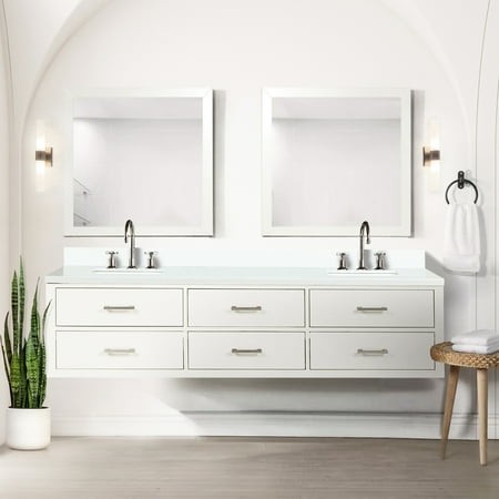 80 in. W Double Bath Vanity  White - Cultured Marble Surface & Solid Wood Frame Soft Close Fully Assembled Bathroom Cabinet Vanity X 22 Counter Hinges