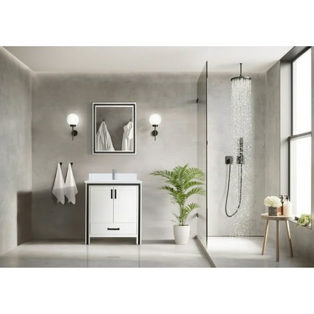 30  W X 22  D White Bath Vanity with Cultured Marble Counter - Solid Wood Build Soft Close Feature Scratch and Stain Surface Interior Cabinet & Drawer