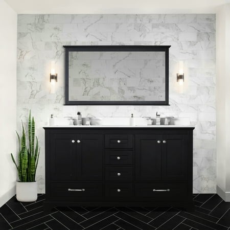 60 in. W X 22 D Bathroom Vanity - Cultured Marble Counter  Faucet  Soft Close Drawers for Practical Space Organization Bath Top  Drawers  2 Cabinets a