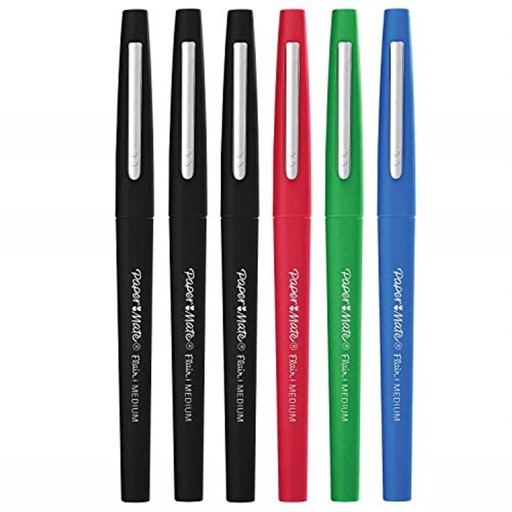 Paper Mate Flair Felt Tip Pens, Medium Point (0.7mm), Business Colors, 6 Count