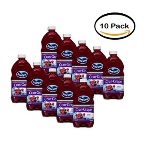 PACK of 10 - Ocean Spray Cran-Grape Juice Drink, 64 Oz. Bottle