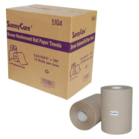 #5104 Brown One-Ply Hard Wound Paper Roll Towels 8 X350  ; 12 Rolls/case