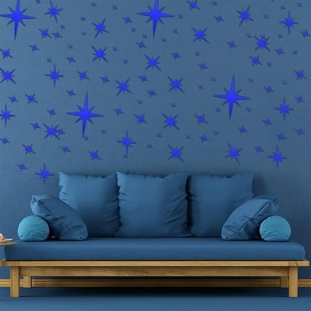 JingChun Acrylic Star Mirror Wall Stickers Stars Wall Decal Silver Mirror Sticker Decors Removable Star Mirror Stickers for Living Room Nursery Interi