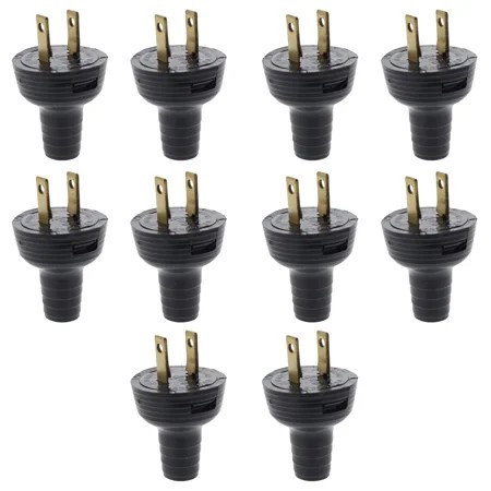 10 Leviton Black Straight Blade Easy Grip Plugs NEMA 1-15 15A 125V 48642