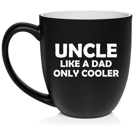 Uncle Like a Dad Only Cooler Funny Ceramic Coffee Mug Tea Cup Gift (16oz Matte Black)