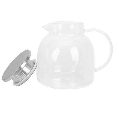 HEMOTON Glass Juice Container with Lid for Home Use Stainless Steel Pitcher for Water and Beverages 64 Oz