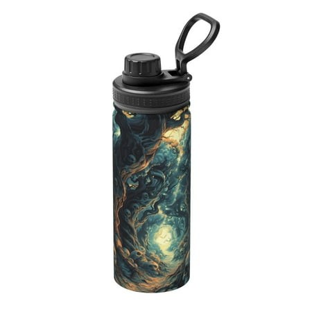 Logiee Enchanted Forest Skull Path Print Water Bottle 18oz Sports Insulated Kettle for Cycling Gym Basketball Outdoor  Suitable as a Present