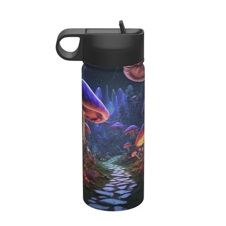 Zeuib Jungle Path Glowing Mushrooms Print 18oz Sports Insulated Kettle Insulated Cups with Handle  Sports Water Kettle  Water Bottle Insulated