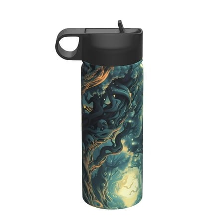 Sikiie Enchanted Forest Skull Path Print 18OZ Insulated Straw Cup  Portable Leak-proof Sports Water Bottle  Stainless Steel Water Cup Suitable for Hom
