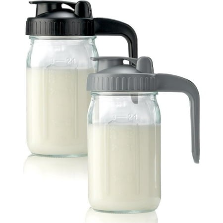 Mason Jar with Pour Spout Lid V-shaped  2 Quart Iced Tea Pitcher Double Leak Proof  64 Oz Drink Pitcher for Breastmilk  Sun Tea  Juice  Coffee Creamer