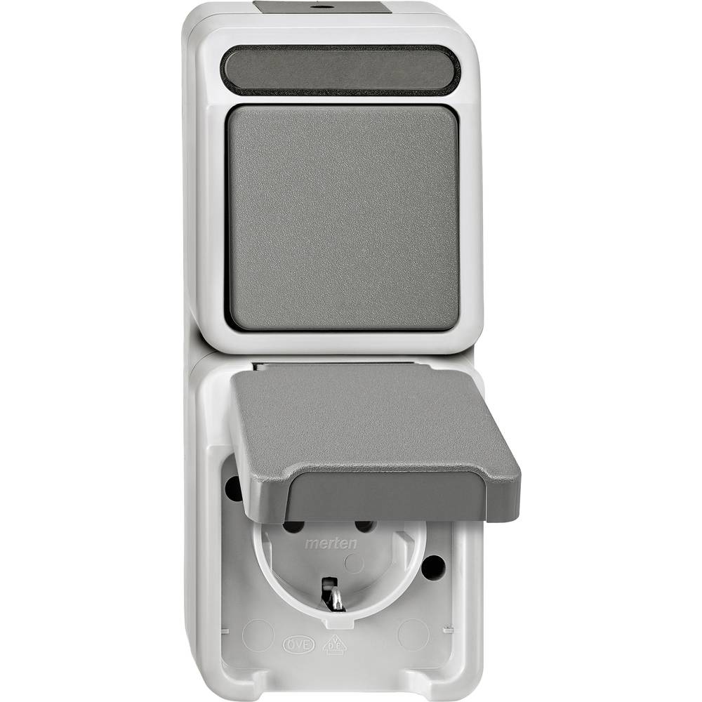 Merten System M CombiNation SCHUKO Steckd. MiterhÃ¶h. Touch/WECHSELSCH, Aqua Star, Light Grey, MEG3494Â8029